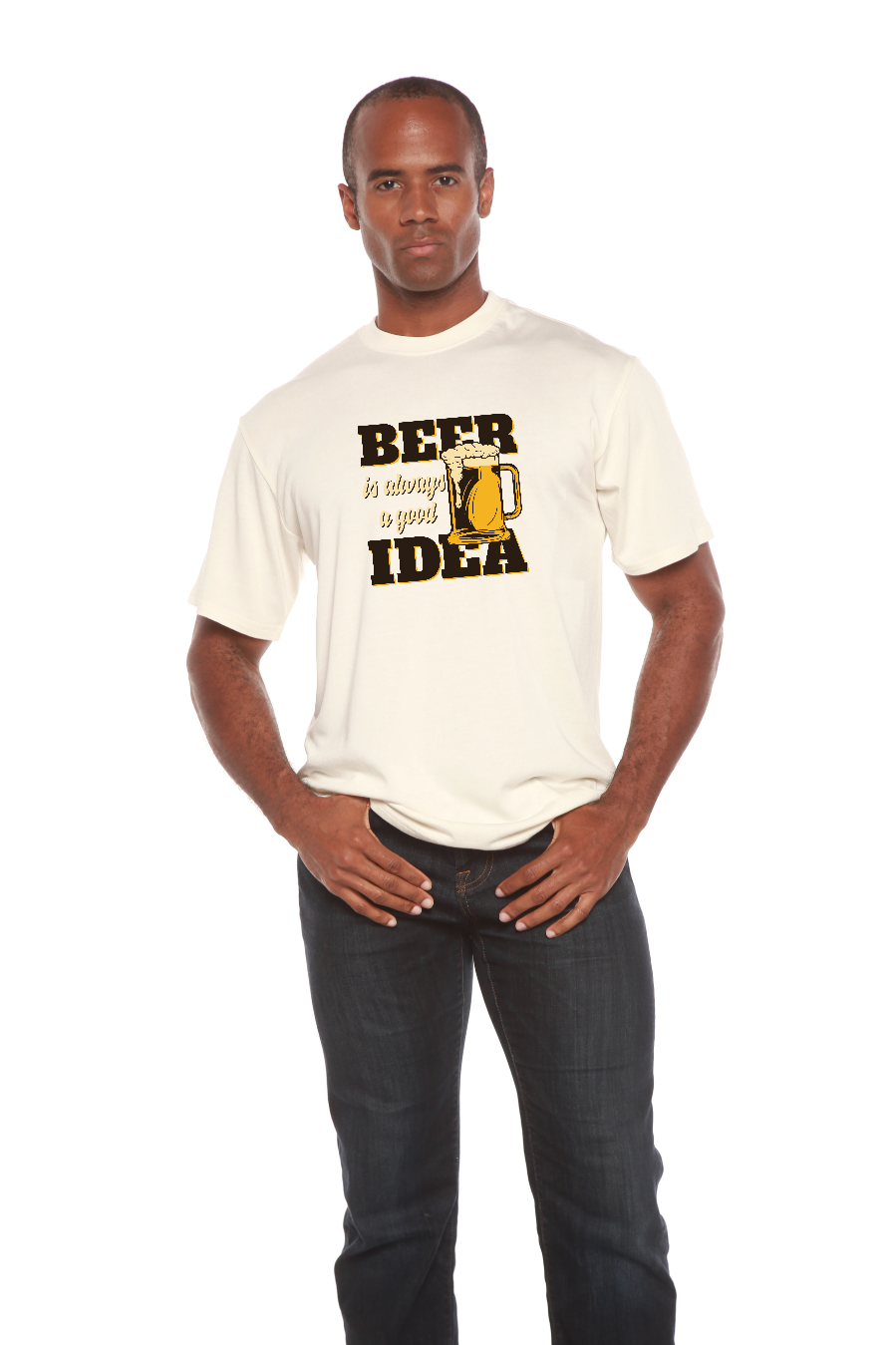 Beer Idea Men's Bamboo Viscose/Organic Cotton Short Sleeve Graphic T-Shirt