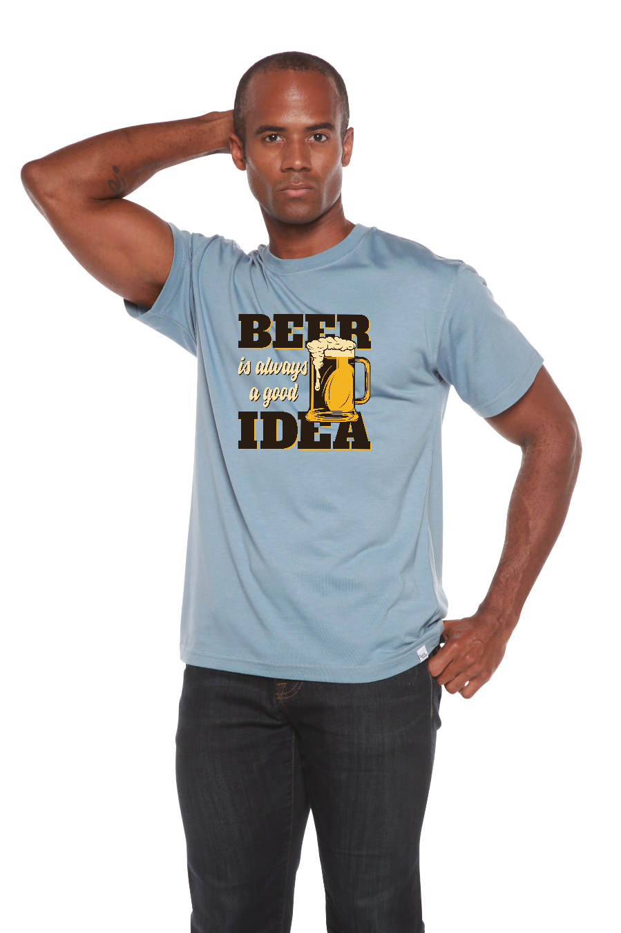 Beer Idea Men's Bamboo Viscose/Organic Cotton Short Sleeve Graphic T-Shirt