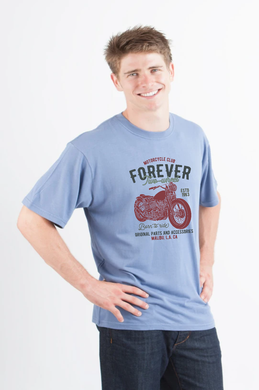 FOREVER TWO WHEEL Men's Bamboo Viscose/Organic Cotton Short Sleeve Graphic T-Shirt